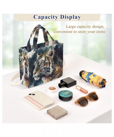 Watercolor Tiger Portrait Tote Bag Corduroy Tote Bag Women Shoulder Handbags with Etachable Shoulder Strap $18.80 Totes