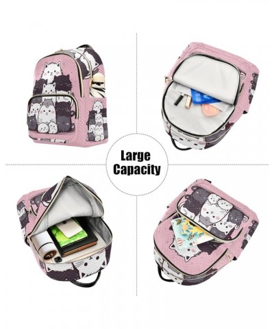 2024 Happy New Year Womens Backpack Purse Small Quilted Backpack Purse for Women Cute Cat Friends Medium $19.59 Backpacks