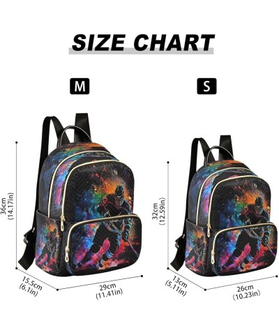 Ice Hockey Player Hipster Women Backpack Purse Ladies Fashion Shoulder Bag Daypack Travel Bag 10L Small $14.00 Backpacks