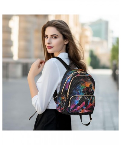 Ice Hockey Player Hipster Women Backpack Purse Ladies Fashion Shoulder Bag Daypack Travel Bag 10L Small $14.00 Backpacks