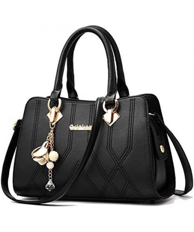 Women's Solid Color Fashion Commuter Handbag Top Handle Satchel Shoulder Ladies Bags Zipper Compartments Purses Black $29.15 ...