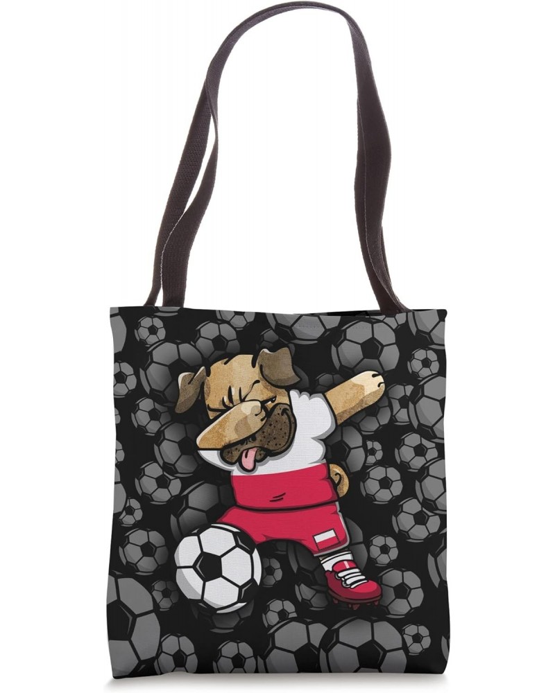 Dabbing Pug Poland Soccer Fans Jersey Polish Football Lovers Tote Bag $11.00 Totes