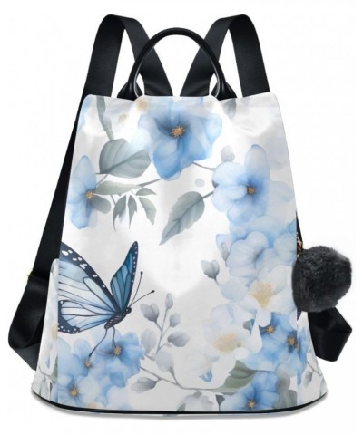 Watercolor Blue Butterflies Womens Backpack Purse Shoulder Bag Travel Backpack Bookbag Casual Satchel Bags for Work Travel La...