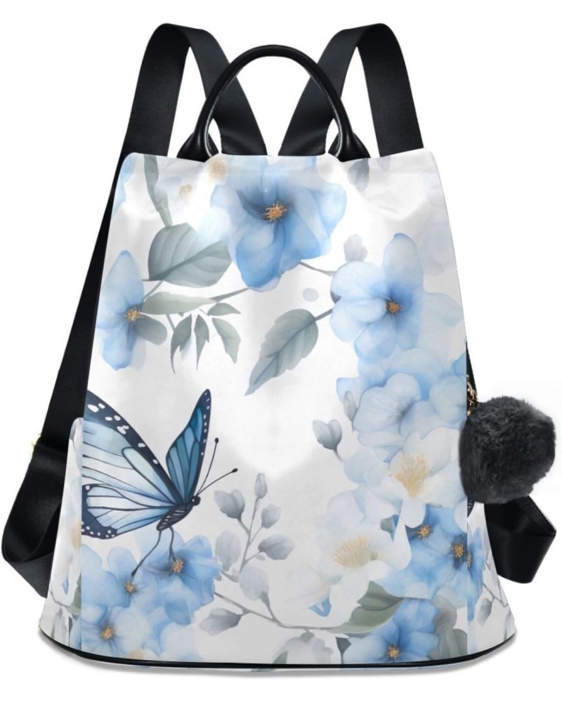 Watercolor Blue Butterflies Womens Backpack Purse Shoulder Bag Travel Backpack Bookbag Casual Satchel Bags for Work Travel La...