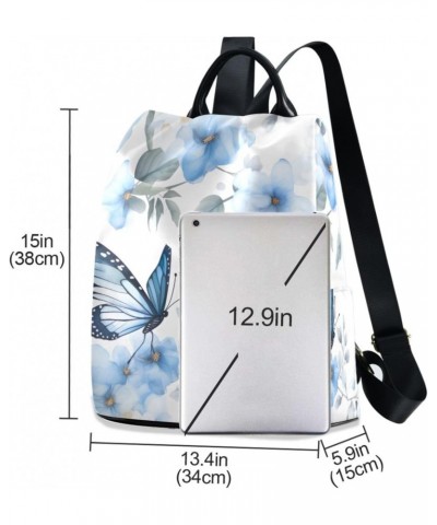 Watercolor Blue Butterflies Womens Backpack Purse Shoulder Bag Travel Backpack Bookbag Casual Satchel Bags for Work Travel La...