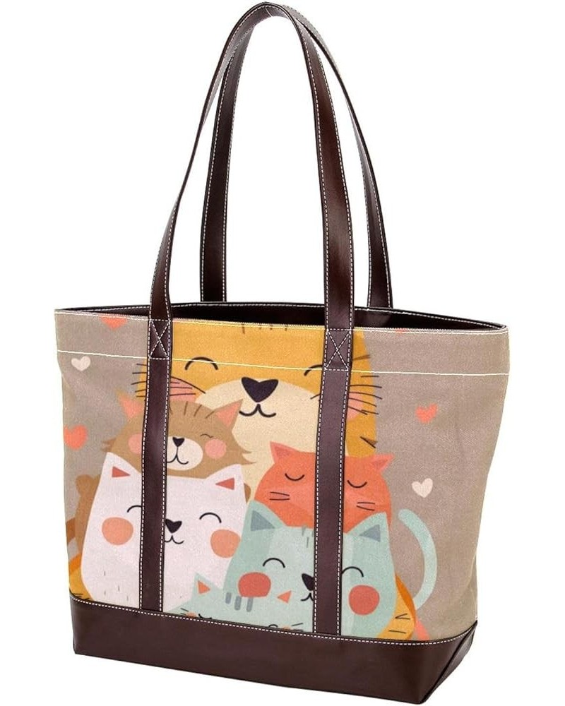 Tote Bag, Large Tote Bag, Tote Bag with Zipper, Cats Cup Cartoon Animals, Tote Bags for Women Design 8230 $26.39 Totes