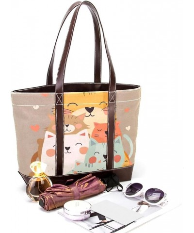 Tote Bag, Large Tote Bag, Tote Bag with Zipper, Cats Cup Cartoon Animals, Tote Bags for Women Design 8230 $26.39 Totes