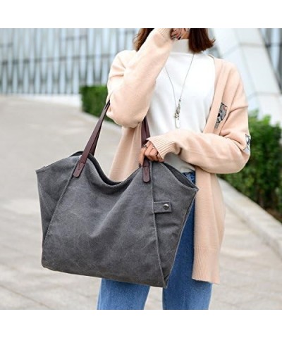 Women Large Capacity Work Shopping Canvas Shoulder Bag Vintage Shoulder Crossbody Hobo Large Daily Purse Handbag Grey $16.73 ...