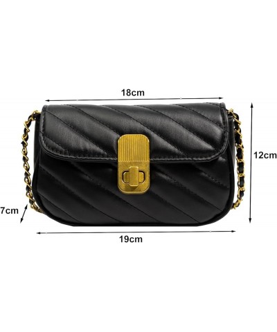 Shoulder Bag Fine Stitching Convertible Crossbody Handbag Daily Collocation Plaid Pattern Black $9.16 Crossbody Bags