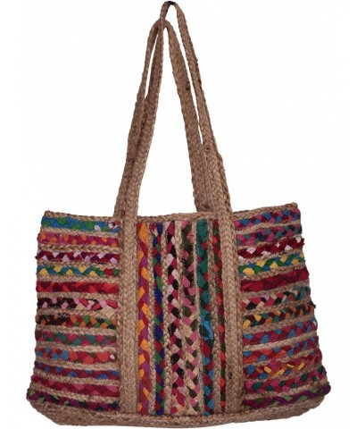 Cotton Jute Hand Braided Handbag For Ladies Bohemian Large Colorful Striped Eco Friendly Banjara Tote Bag $34.16 Totes