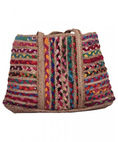 Cotton Jute Hand Braided Handbag For Ladies Bohemian Large Colorful Striped Eco Friendly Banjara Tote Bag $34.16 Totes