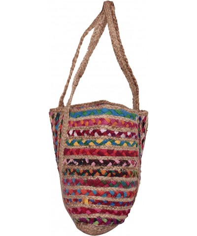 Cotton Jute Hand Braided Handbag For Ladies Bohemian Large Colorful Striped Eco Friendly Banjara Tote Bag $34.16 Totes