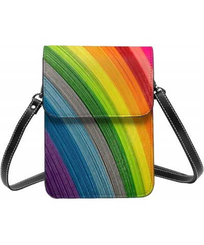 Snowy Mountains Crossbody Bags For Women Shoulder Bag Small Cell Phone Purse With Card Slots, Leather Phone Bag Rainbow Color...