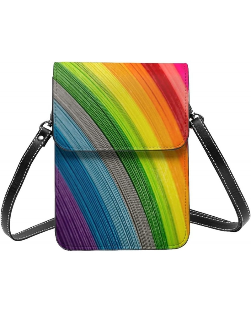 Snowy Mountains Crossbody Bags For Women Shoulder Bag Small Cell Phone Purse With Card Slots, Leather Phone Bag Rainbow Color...