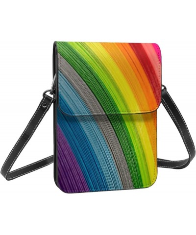 Snowy Mountains Crossbody Bags For Women Shoulder Bag Small Cell Phone Purse With Card Slots, Leather Phone Bag Rainbow Color...