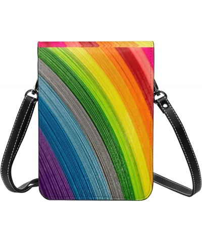 Snowy Mountains Crossbody Bags For Women Shoulder Bag Small Cell Phone Purse With Card Slots, Leather Phone Bag Rainbow Color...