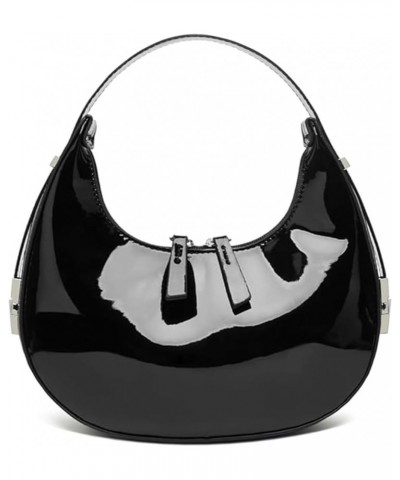 Small Purse for women,Trendy Cute Shoulder Bags Small Clutch Hobo Tote Handbag With Double Zipper Closure Glossy Black $17.09...