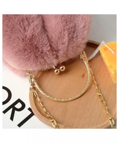 Women's Rabbit Ear Bag Hand-held Plush Chain Bag Mobile Phone Bag Shoulder Cross-body Bag Light-grey $15.20 Totes