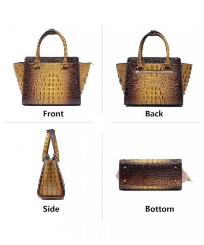 Women Satchel Handbags Vegan Leather Top Handle Purse Classic Tote Bag with Shoulder Strap Brown-crocodile $21.65 Totes