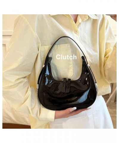 Small Purse for women,Trendy Cute Shoulder Bags Small Clutch Hobo Tote Handbag With Double Zipper Closure Glossy Black $17.09...