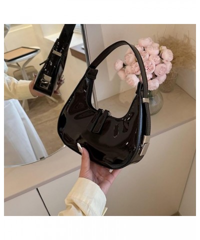 Small Purse for women,Trendy Cute Shoulder Bags Small Clutch Hobo Tote Handbag With Double Zipper Closure Glossy Black $17.09...