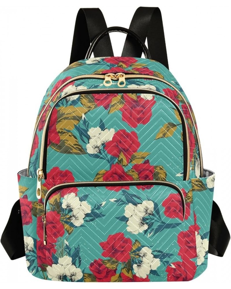 Red and White Roses Women Backpack Purse Shoulder Bag Color Medium $15.18 Backpacks