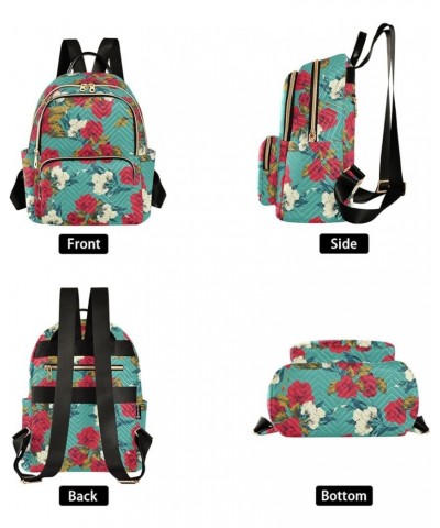 Red and White Roses Women Backpack Purse Shoulder Bag Color Medium $15.18 Backpacks