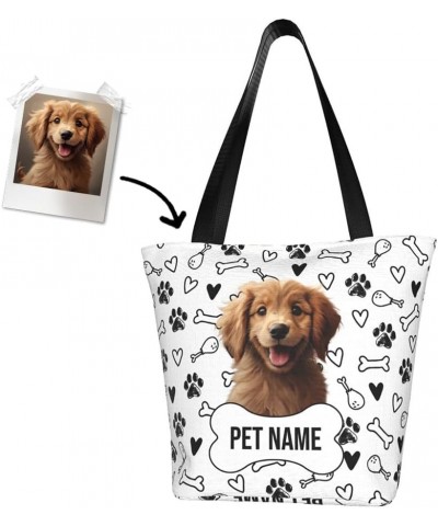 Custom Photo Tote Bag for Women Pet Portraits Zippered Shoulder Handbag Shopping Bags for Work Travel Business Beach Pet Port...