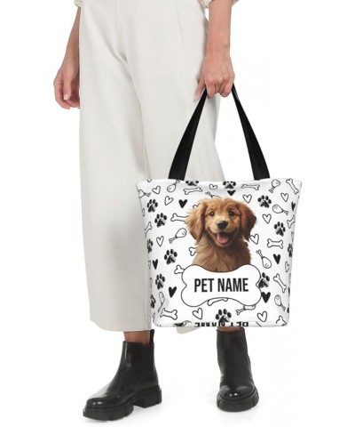 Custom Photo Tote Bag for Women Pet Portraits Zippered Shoulder Handbag Shopping Bags for Work Travel Business Beach Pet Port...