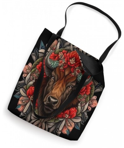 American bison Surrounded By A Wreath Of Indian Paintbrush Tote Bag $9.40 Totes