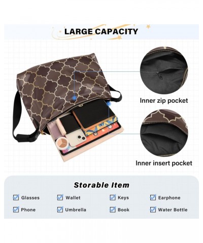 Brown Gold Grid Lantern Shapes Boys Crossbody Wallet Purse Leather Womens Purses Crossbody Sling Purse $18.14 Hobo Bags