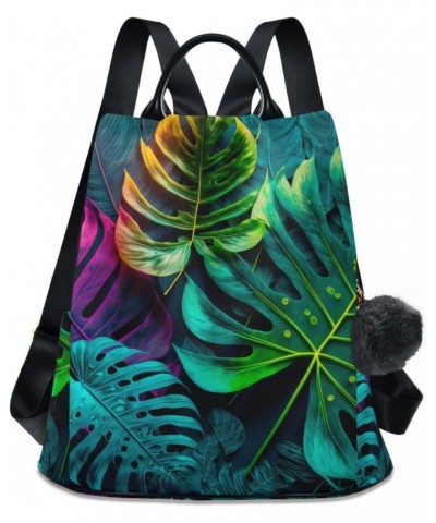 Tropical Leaf Neon Backpack for Women, Fashion Anti Theft Casual Daypack Shoulder Bag Purse for Travel Work 15 inches $21.72 ...