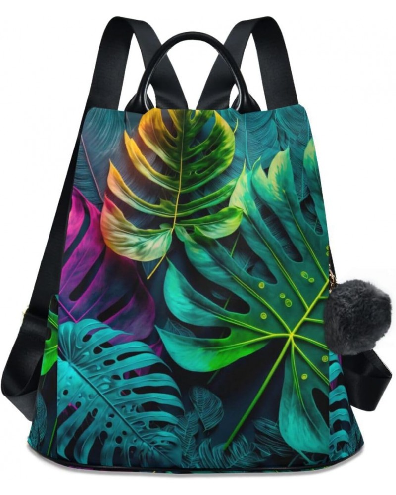 Tropical Leaf Neon Backpack for Women, Fashion Anti Theft Casual Daypack Shoulder Bag Purse for Travel Work 15 inches $21.72 ...