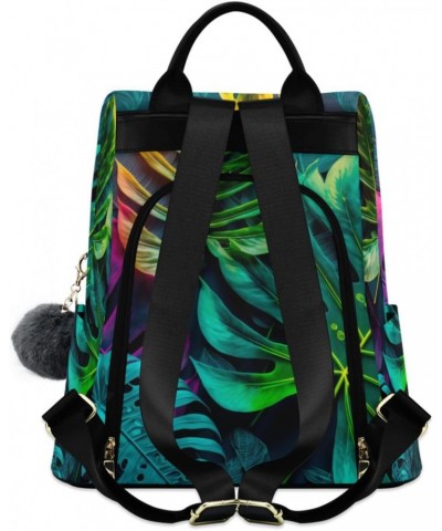 Tropical Leaf Neon Backpack for Women, Fashion Anti Theft Casual Daypack Shoulder Bag Purse for Travel Work 15 inches $21.72 ...