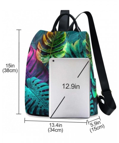 Tropical Leaf Neon Backpack for Women, Fashion Anti Theft Casual Daypack Shoulder Bag Purse for Travel Work 15 inches $21.72 ...