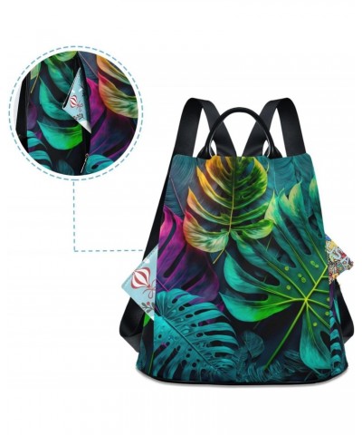 Tropical Leaf Neon Backpack for Women, Fashion Anti Theft Casual Daypack Shoulder Bag Purse for Travel Work 15 inches $21.72 ...