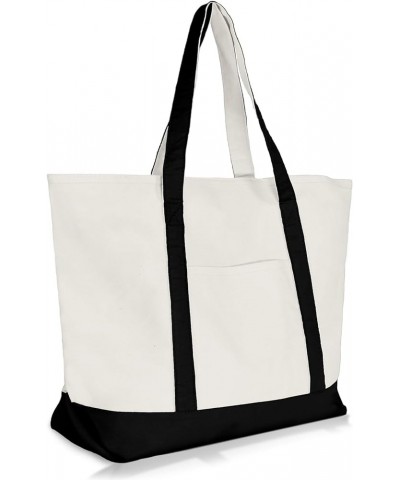 22" Heavy Duty Cotton Canvas Tote Bag (Zippered) Black $11.39 Totes