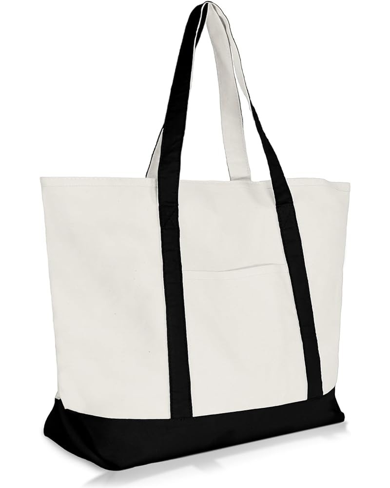 22" Heavy Duty Cotton Canvas Tote Bag (Zippered) Black $11.39 Totes