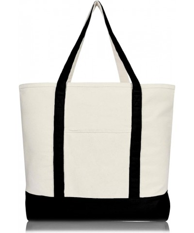 22" Heavy Duty Cotton Canvas Tote Bag (Zippered) Black $11.39 Totes