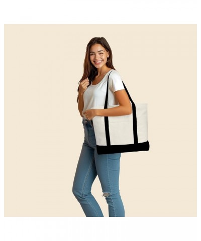 22" Heavy Duty Cotton Canvas Tote Bag (Zippered) Black $11.39 Totes