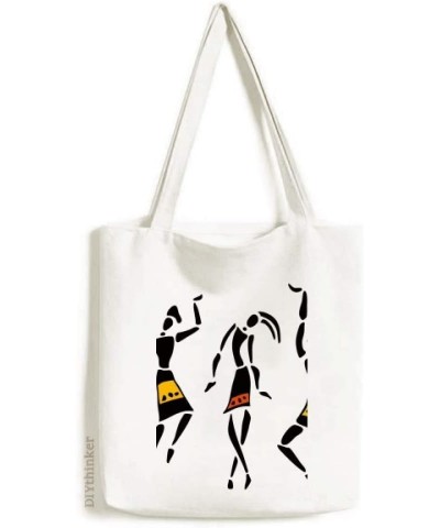 Pritive Africa Aboriginal Black Totems Dance Tote Canvas Bag Shopping Satchel Casual Handbag $17.66 Totes