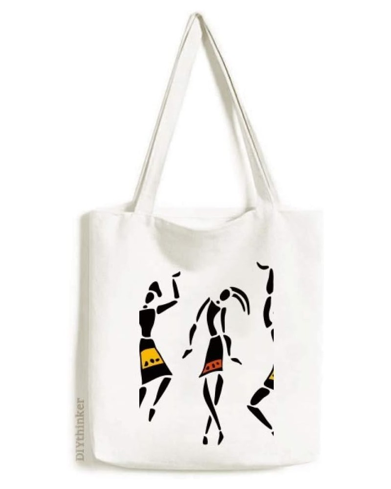 Pritive Africa Aboriginal Black Totems Dance Tote Canvas Bag Shopping Satchel Casual Handbag $17.66 Totes