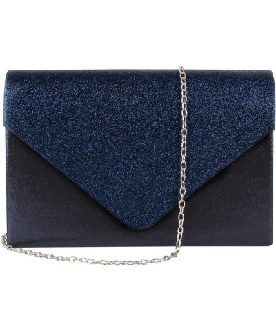 Ladies Sparkly Purse Evening Clutch Bags Wedding Prom Party Envelope Crossbody Handbag Dark Blue $10.28 Evening Bags