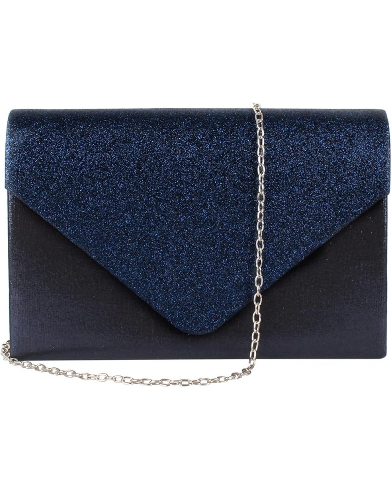 Ladies Sparkly Purse Evening Clutch Bags Wedding Prom Party Envelope Crossbody Handbag Dark Blue $10.28 Evening Bags