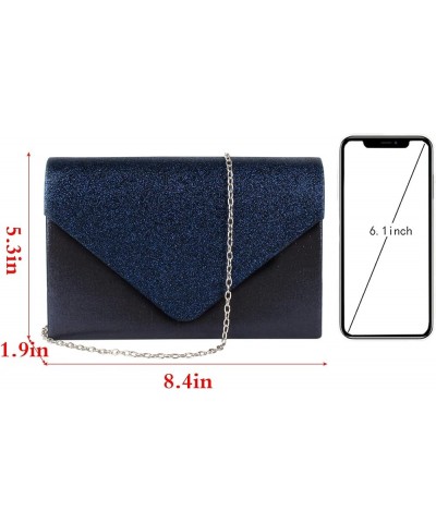 Ladies Sparkly Purse Evening Clutch Bags Wedding Prom Party Envelope Crossbody Handbag Dark Blue $10.28 Evening Bags