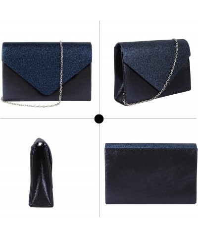 Ladies Sparkly Purse Evening Clutch Bags Wedding Prom Party Envelope Crossbody Handbag Dark Blue $10.28 Evening Bags