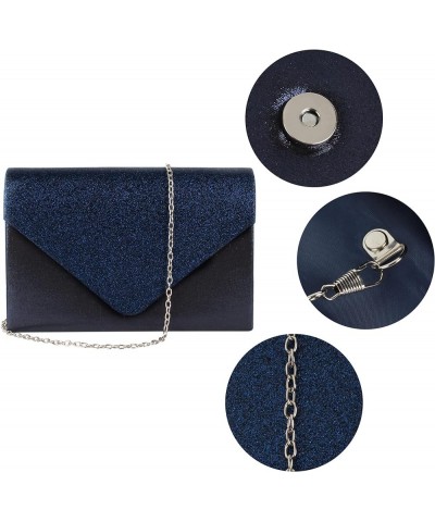 Ladies Sparkly Purse Evening Clutch Bags Wedding Prom Party Envelope Crossbody Handbag Dark Blue $10.28 Evening Bags