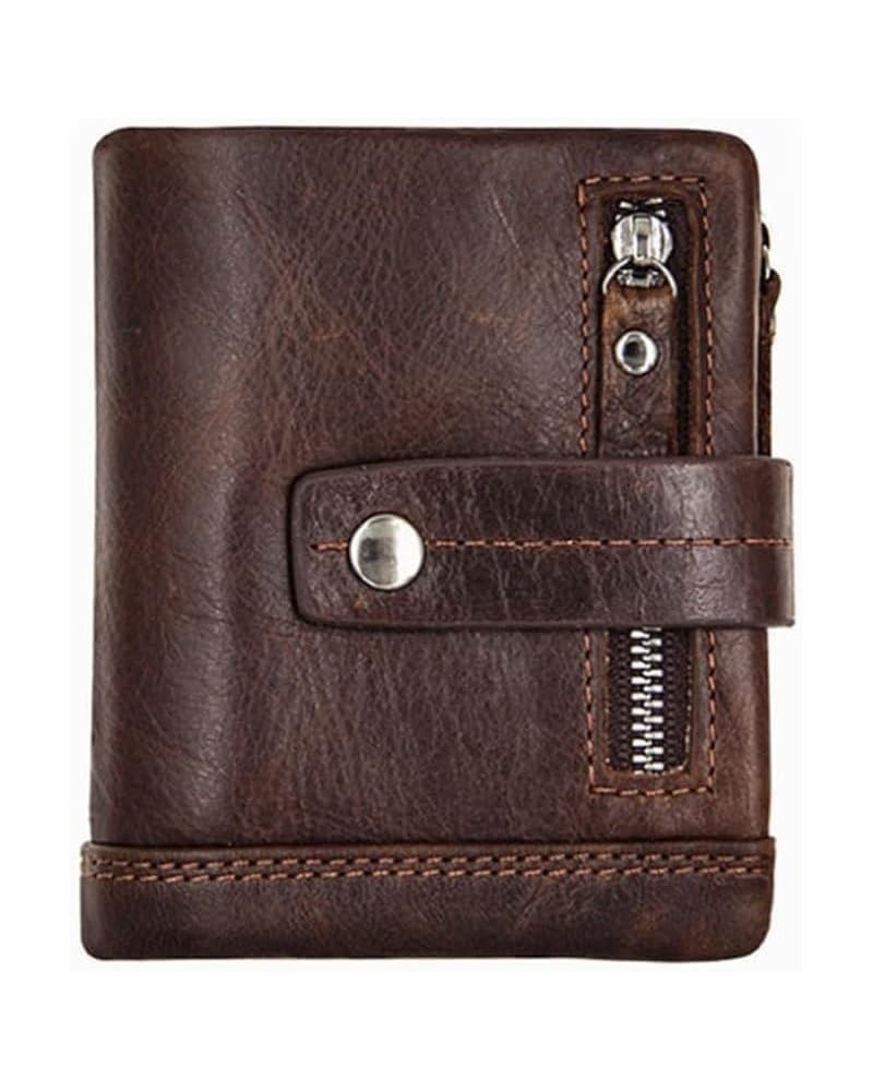 Casual Leather Men's Short Bifold Wallet Wallet Wallet Coin Pocket Men Zipper Large Capacity Fashion Multi-Card Wallet 11*9.5...