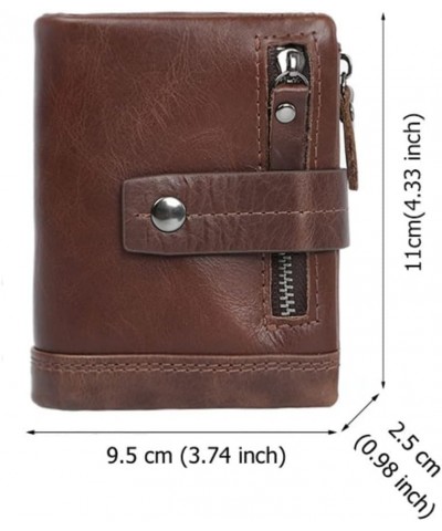 Casual Leather Men's Short Bifold Wallet Wallet Wallet Coin Pocket Men Zipper Large Capacity Fashion Multi-Card Wallet 11*9.5...