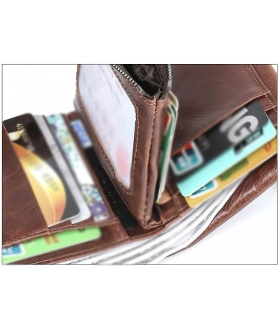 Casual Leather Men's Short Bifold Wallet Wallet Wallet Coin Pocket Men Zipper Large Capacity Fashion Multi-Card Wallet 11*9.5...